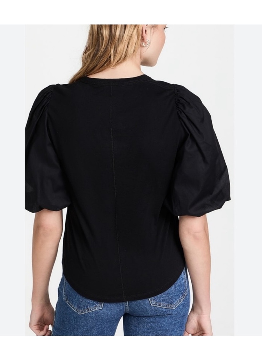 Veronica Beard Black Puff-Sleeve Crewneck Top - Picture 2 of 10